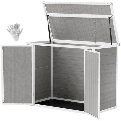 4.7 x 2.5FT Outdoor Horizontal Storage Shed, Lockable Trash Can Storage with Chain Lid