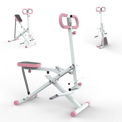 ChicFurnit Home Gyms Deep Squat Machine, Adjustable Glutes Trainer Machine, Foldable with Resistance Bands for Exercise, Pink, 35.43"*22.83"*43.7"