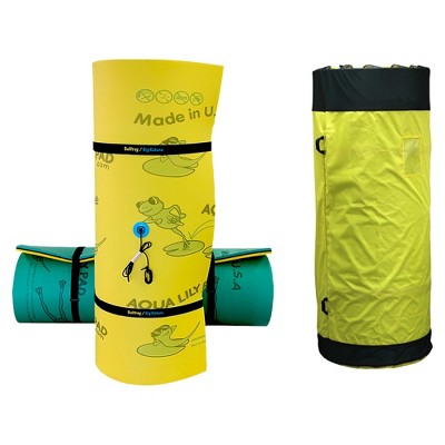 Aqua Lily Pad 15 Foot Original Water Playground Floating Foam Island Bundle with Nylon Storage Bag with Mesh Inserts for 16, 20, & 22 Foot Pads