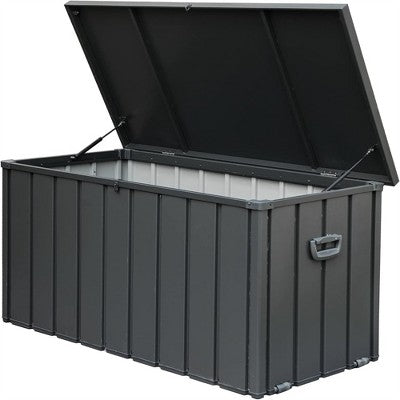 Gulches 160 Gallon Outdoor Storage Deck Box Waterproof, Large Patio Storage Bin for Outside Cushions, Throw Pillows, Garden Tools, Lockable,Dark Gray