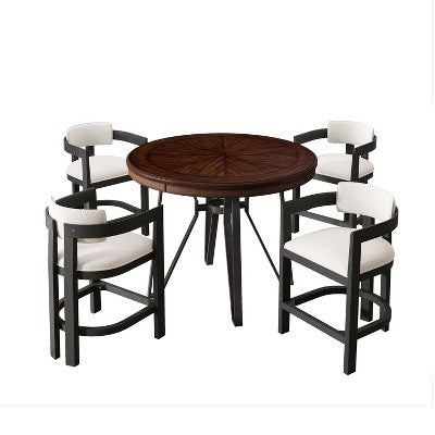 Christopher Knight Home Netia Modern 5 Pieces Metal and Rubberwood Counter Height Dining Set, Natural Brown
