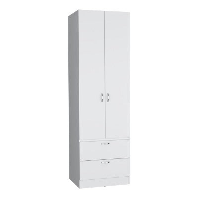 Depot E-Shop Armoire Wardrobe 76" H, Hanging Rod, 2 Drawers, 1 Shelf