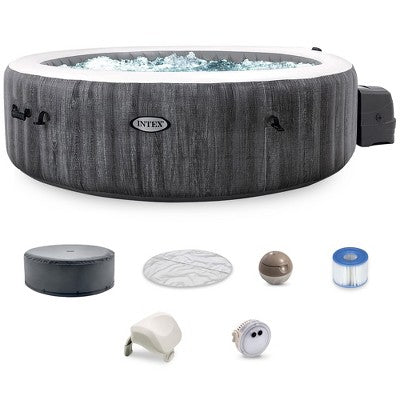 Intex PureSpa Greywood Deluxe Spa Set, 170 Bubble Jet Hot Tub with Cover