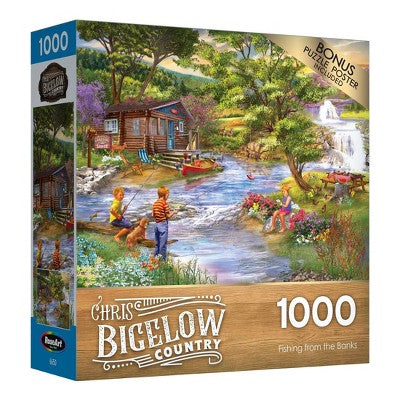 RoseArt Chris Bigelow Fishing from the Banks Jigsaw Puzzle - 1000pc