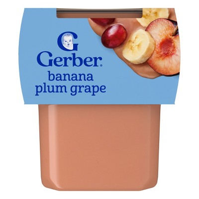 Gerber 2nd Foods Wonderfoods, Banana, Plum & Grape Puree Tub - 8oz/2pk