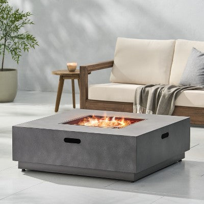 Square Iron Outdoor Fire Pit with 50,000 BTU and Sleek Metal Frame