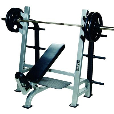 York Barbell STS Olympic Incline Bench Press With Racks, Silver