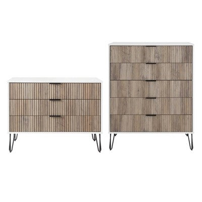 Manhattan Comfort Dumbo 2pc Modern 5 Drawer Dresser and 3 Drawer Dresser Set