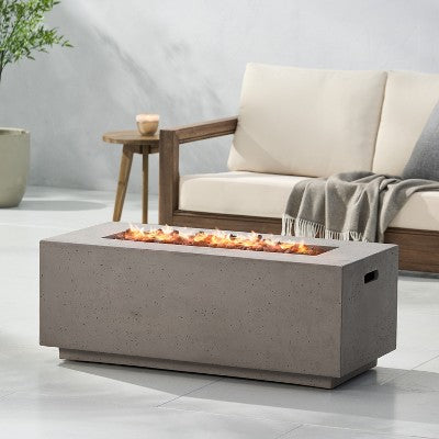 40-Inch Rectangular Outdoor Fire Pit with 40,000 BTU Heat and Propane Storage