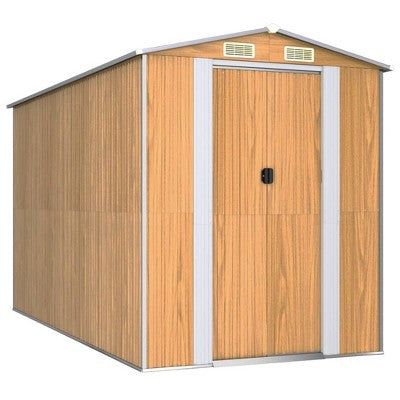 vidaXL Garden Shed Light brown Galvanized steel 75.6 x 140.6 x 87.8 in
