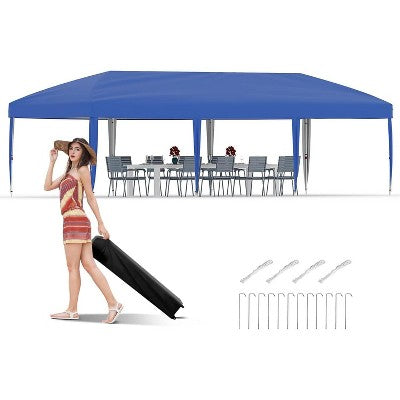 10x30 Pop Up Canopy - Heavy Duty Outdoor Canopy Tent with Portable Roller Bag , Blue