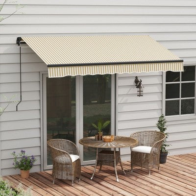 Sapphtopaz 12'x10' Retractable Awning Manual Patio Awnings Sunshade Shelter 280gsm UV Resistant with Manual Crank Handle