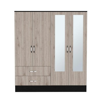 Tiramisubest 70.8" H Armoire Wardrobe Closet, Armoire with 2-Drawer, 4-Doors,and Hanging Rod,Light Gray