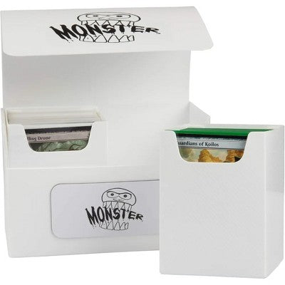 Monster Protectors XL Commander Magnetic Double Deck Storage Box (White) - Standard & Smaller Size TCGs works w Yugioh MTG Pokémon - Great Gift Idea
