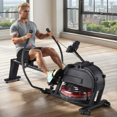 Rowing Machine, Water Rower Machine for Home, Extended Slide Rail with Max 350lb Weight Capacity