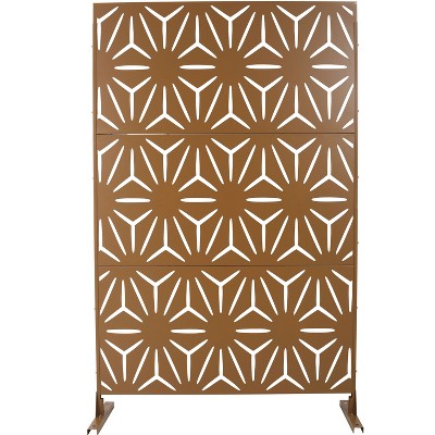 Okak Modern Outdoor Privacy Screen with Dimond Hollowed, Patio Privacy Screen with Metal Stand, Metal Privacy Screen for Backyard