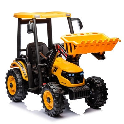 TopComfy Baby Walkers Kids Ride On Tractor Kids Toy Kids Fun Gift Working Loader Backhoe Digger Trailer Included for Kids, Yellow, 24.8"*16.93"*22.05"