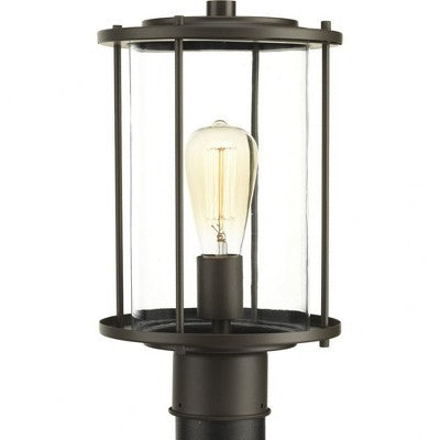 Progress Lighting, Gunther, 1-Light Outdoor Post Lantern, Antique Bronze, Clear Glass Shade