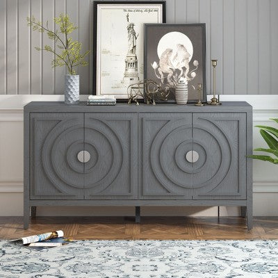 Okak Buffet Cabinet with Large Storage Rebound 4-door Sideboard Cabinet with Adjustable Shelves for Dining Room