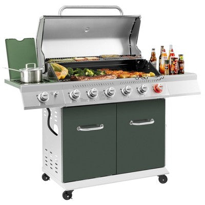 Royal Gourmet 6-Burner BBQ Liquid Propane 74000 BTU Gas Grill Olive Green
