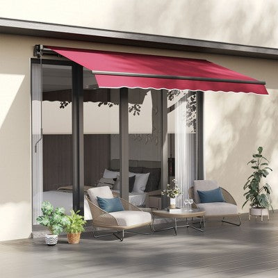 Sapphtopaz 10' x 8' Retractable Awning Manual Patio Awnings Sunshade Shelter UV Resistant with Manual Crank Handle Aluminum Frame