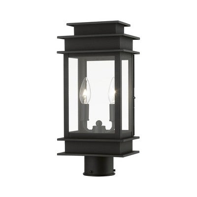 Livex Lighting Princeton 2 - Light Post Light in Black/Polished Chrome Stainless Steel