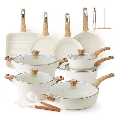 Aoibox Ceramic Nonstick Cookware Set, 26-Piece Pots and Pans Set with Frying Pans, Saucepans, Healthy Induction Cookware, Non Toxic, Easy to Clean