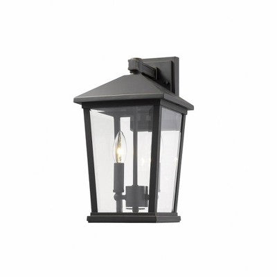 Beacon 2-Light Outdoor Wall Light - Modern Glass Fixture, Dimmable, Wet Rated, 15" Height