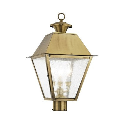 Livex Lighting Mansfield 3 - Light Post Light in Antique Brass