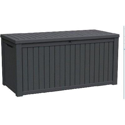 Gulches 180GAL 681L Outdoor Storage Deck Box Black Weatherproof Resin Steel Support Lockable for Patio Garden Backyard