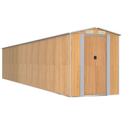 vidaXL Garden Shed Light brown Galvanized steel 75.6 x 402 x 87.8 in