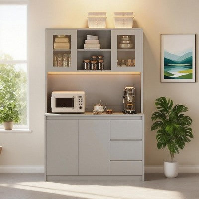 ODK 71" Pantry Cabinet,Tall Kitchen Pantry Storage Cabinet, Kitchen Hutch with Microwave Stand for Dining Room, Living Room