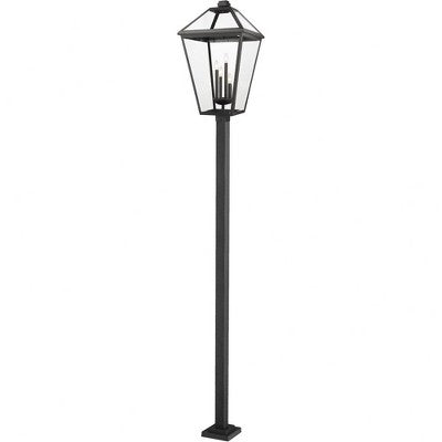 Talbot Outdoor Glass Pendant Light - 4 Bulbs, Dimmable, 19.5" x 128.25", Black Finish