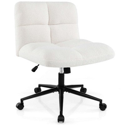Costway Cross Legged Chair with Wheels Padded Seat Adjustable Height for Bedroom Beige/Gray