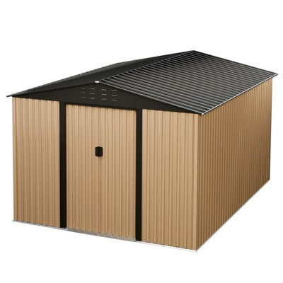COZONY 10x8 FT Metal Outdoor Storage Shed w/ Lockable Door & Reinforced Frame for Patio & Garden Organization