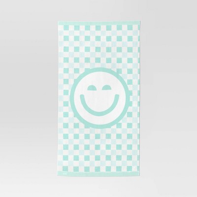 Checkered Smile Beach Towel Aqua - Sun Squad™