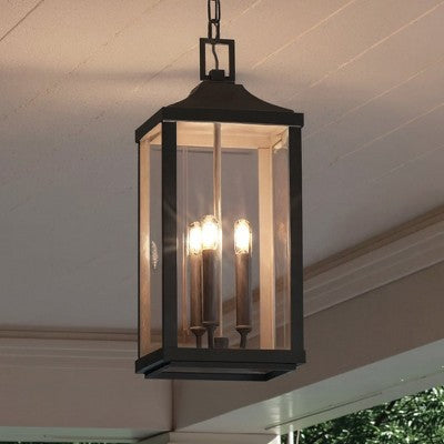 Urban Ambiance Luxury Farmhouse Outdoor Pendant 23.75''H x 9.5''W, Midnight Black Finish, Calderdale Collection, UHP1401