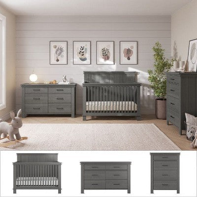 Child Craft Denman Crib, Dresser and Chest Nursery Set, 3-Piece, Includes 4-in-1 Convertible Crib, Dresser and Chest