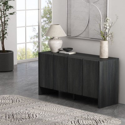 CAVINAS Sideboard Buffet,Kitchen Cabinet with 4 Push-to-Open Doors,2 Adjustable Shelves,2 Media Holes,Buffet Table for Dining,Living Room