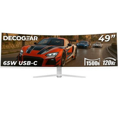 Deco Gear 49" White Curved 5K DQHD Ultrawide Gaming Monitor 120Hz 100% sRGB USB-C