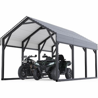 Acekool Heavy Duty Metal Carport, Permanent Steel Shelter for Boat Truck Tractor