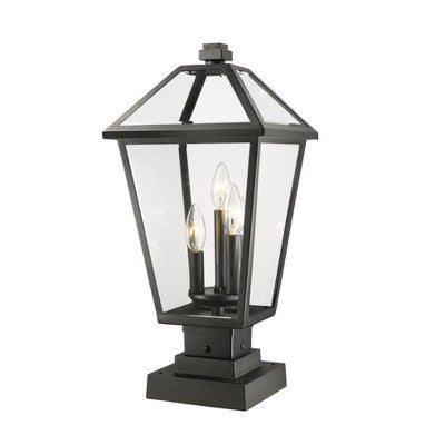 Talbot 3-Light Outdoor Pier Mount Fixture - Wet Rated, Dimmable, Glass & Rubbed Bronze