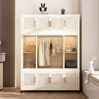 Kumasinova Portable Wardrobe Cabinet,Storage Aacrmoire with Hanging Rod,Cubes,Hangers,Magnetic Doors,Closet for Clothes,Quilts,Baby Items,Foldable