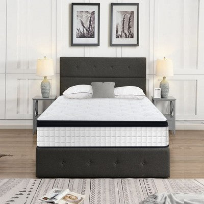 Kumasinova 12 Inch Medium Plush Mattress,Individual Pocket Spring Memory Foam Hybrid Mattress with Breathable Cool Cover,White