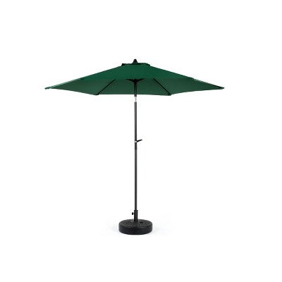 Gulches Dark Green 9FT Patio Umbrella, Push Button Tilt & Crank, UV Waterproof Market Umbrella for Backyard Poolside (No Base)
