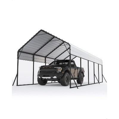 13'x26'x11' Oversized Metal Carport, Steel Heavy Duty Carport for All-Weather, Permanent Shelter for Boats, Pickup Trucks, and Tractors, N.W. 780 Lbs