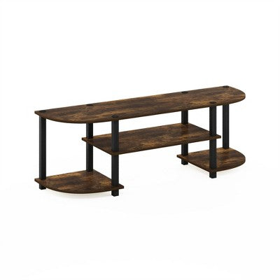 Furinno Wide TV Stand Entertainment Center for TV's up to 55" with Open Bookcases Shelves Amber Pine/Black