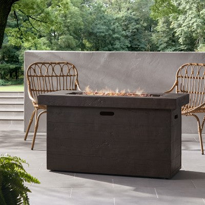 Custer 45-Inch Rectangular Outdoor Fire Pit With Built-In Propane Tank Storage And MGO Concrete Design