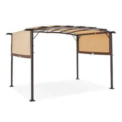 COWLOWN Beige Outdoor Pergola, Retractable Metal Design with Sun Shade for Backyard, Patio and Garden Use