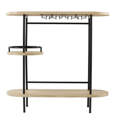 SEVOBAL Wine Racks Bar Table with Glassware Storage and Multiple Shelves for Home Entertainment and Decor, Black, 40"*14"*38.25"